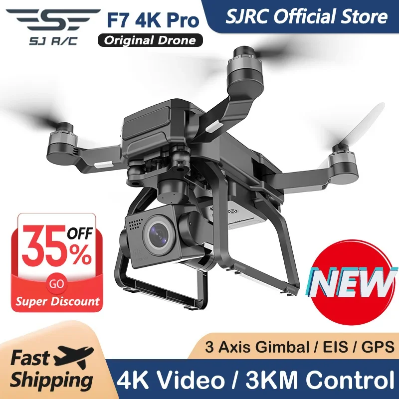 Drone Camera 4K - カメラ付きプロフェッショナルブラシレスクワッドコプター,4k pro,GPS, HD, 5g,wifi,fpv,3km, 3軸,ジンバル,eis,折りたたみ式,SJRC-F7
