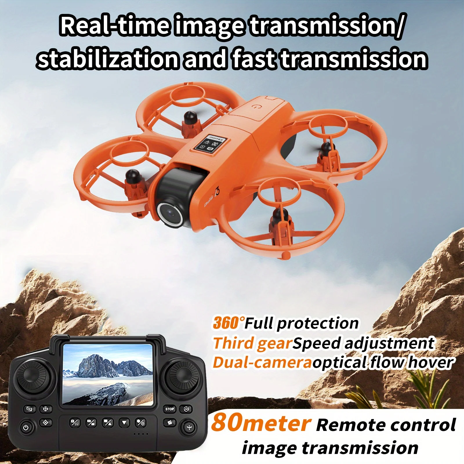 Drone Camera 4K - YL3 折りたたみ式旅行用ドローン、HDデュアル手ブレ補正カメラ、ジェスチャー操作、光学フローによるホバリング、ワンキー帰還、FPV伝送機能搭載