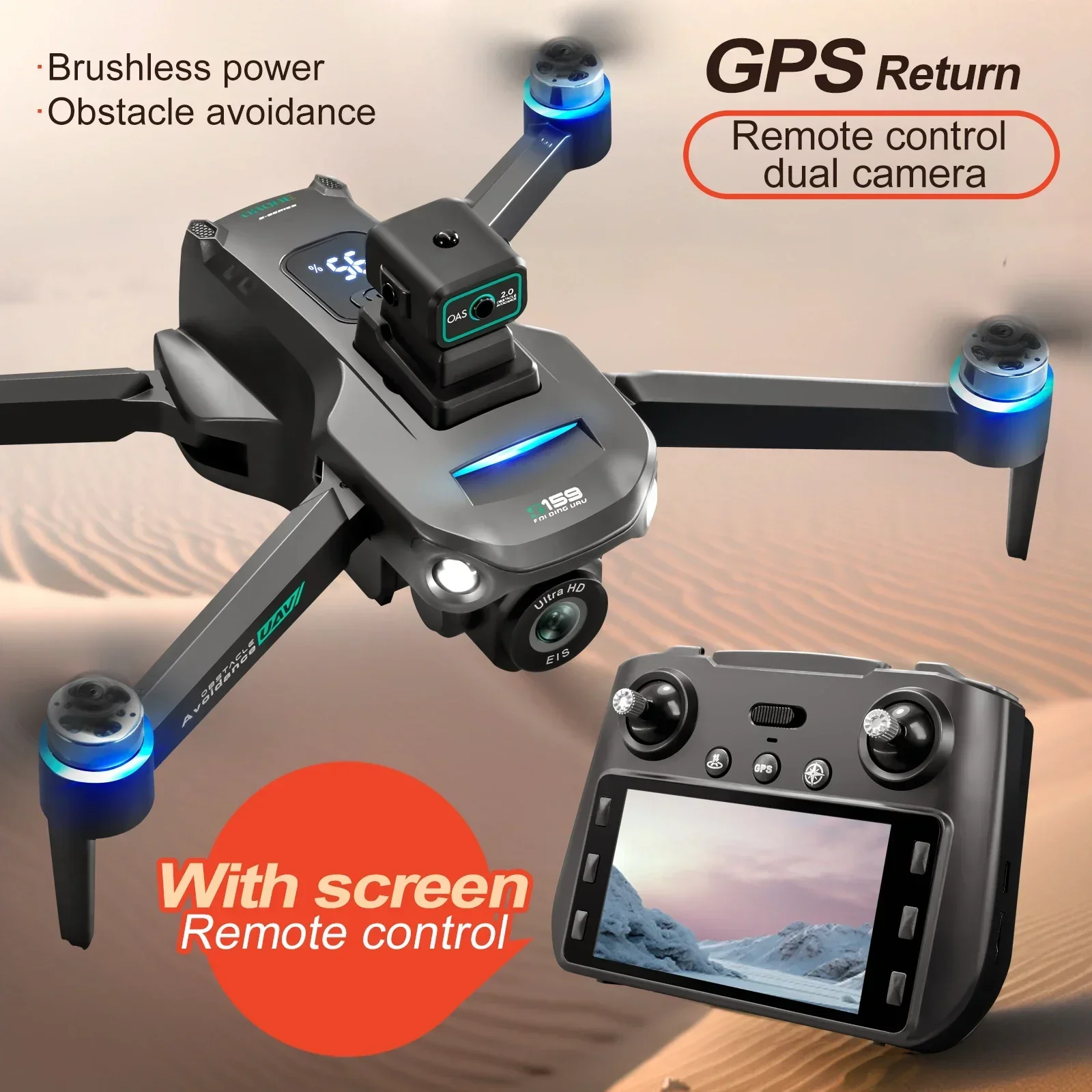 S159 GPSドローン、HDデュアルカメラ搭載プロフェッシ - Drone Camera Professional のレビューと価格